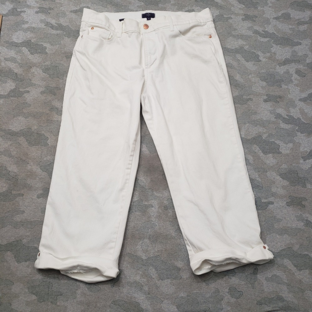 NYDJ Crop Jeans Women 12 White Stretch Cuffed